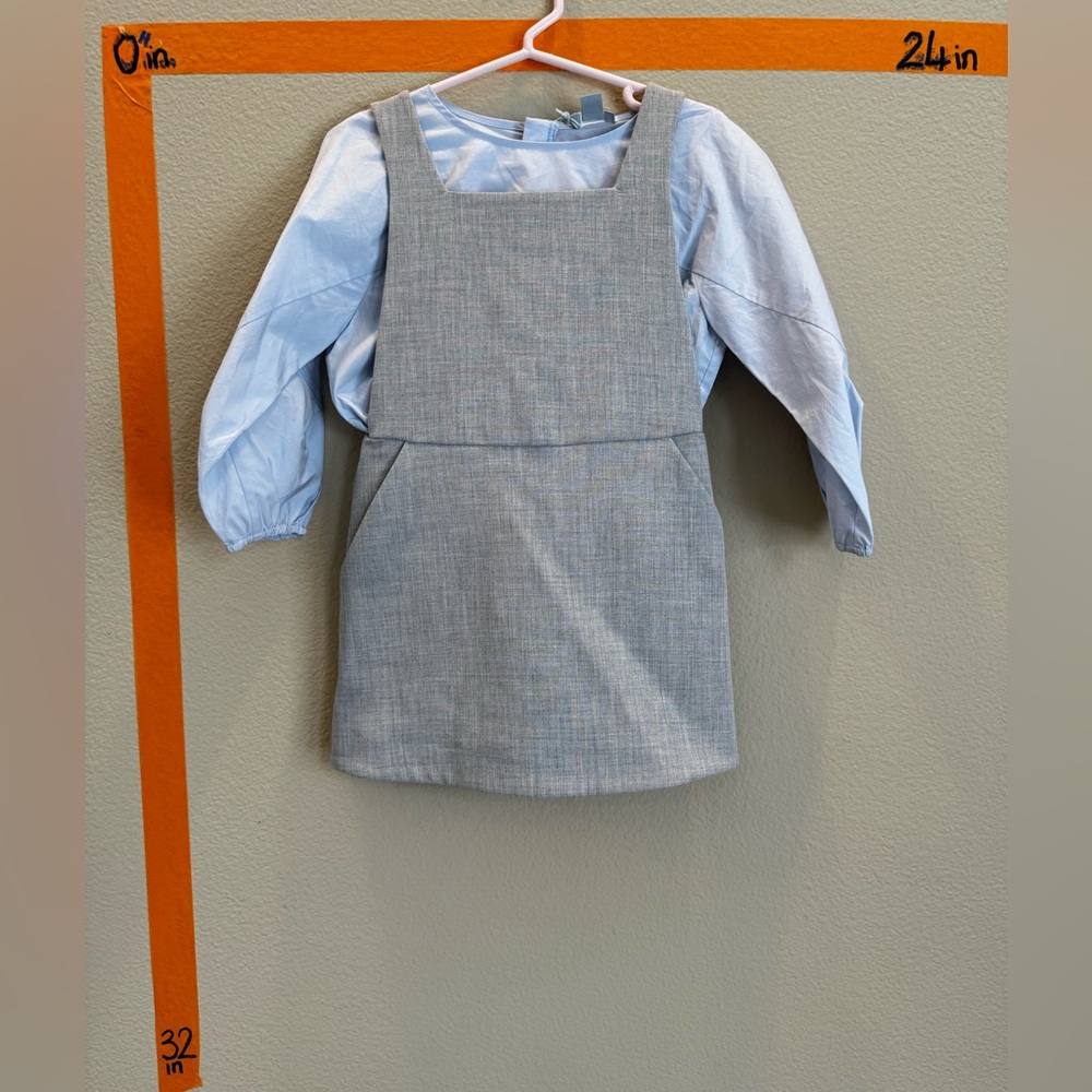 COS blue top and gray dress. Both sz 1-2 yo
